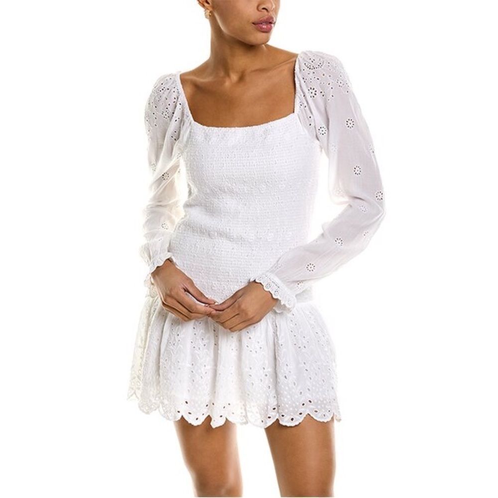 Loveshackfancy Jayce Mini Dress White Long Sleeve